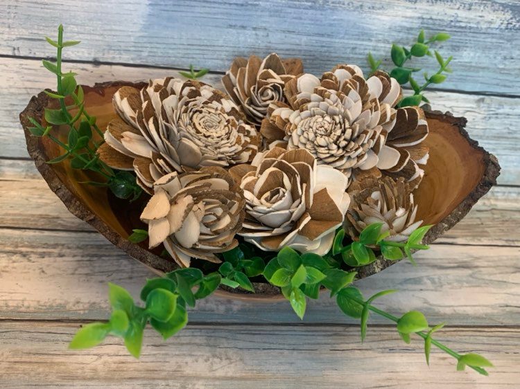 Fancy Wood Flowers with Bark made from Sola Wood for Weddings, Mother's Day, Birthday, Graduation, and Home Decor