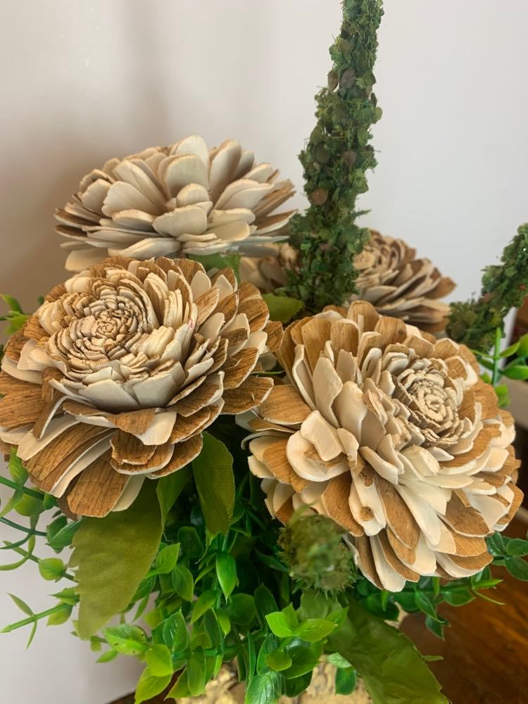 Fancy Wood Flowers with Bark made from Sola Wood for Weddings, Mother's Day, Birthday, Graduation, and Home Decor