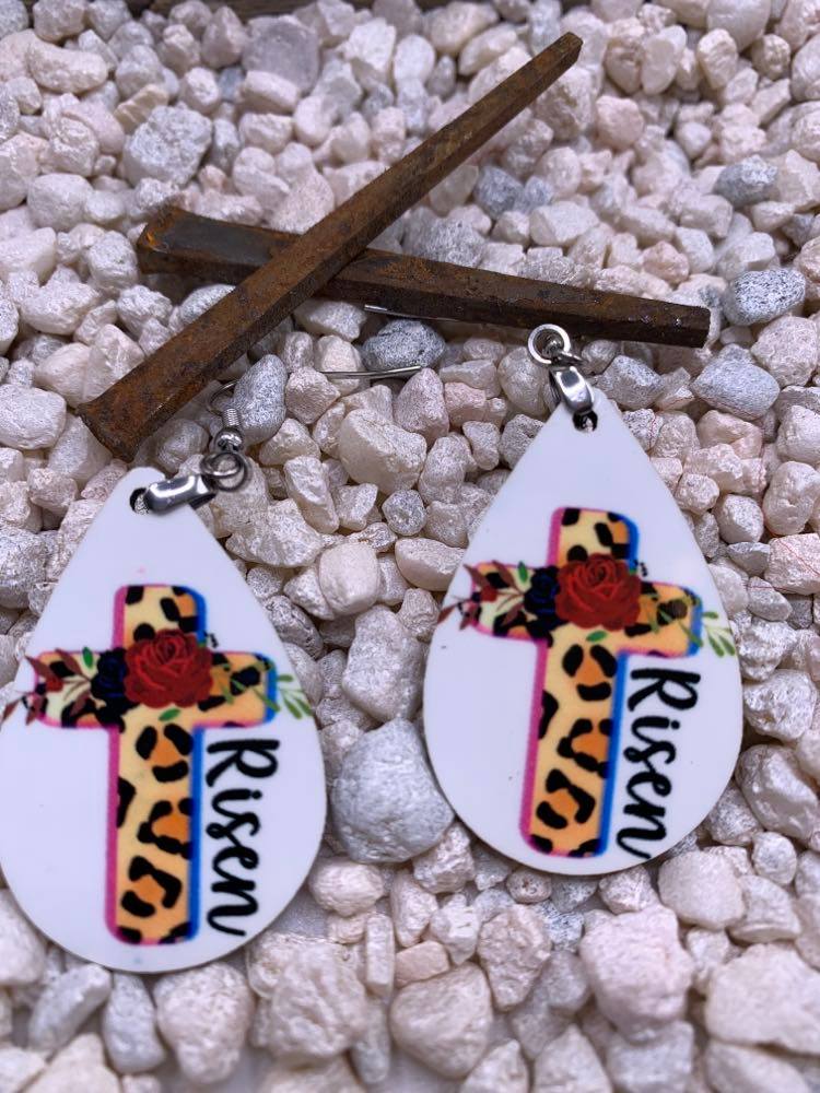 Cross Easter Earrings Jewelry, Faith and Flower Earrings