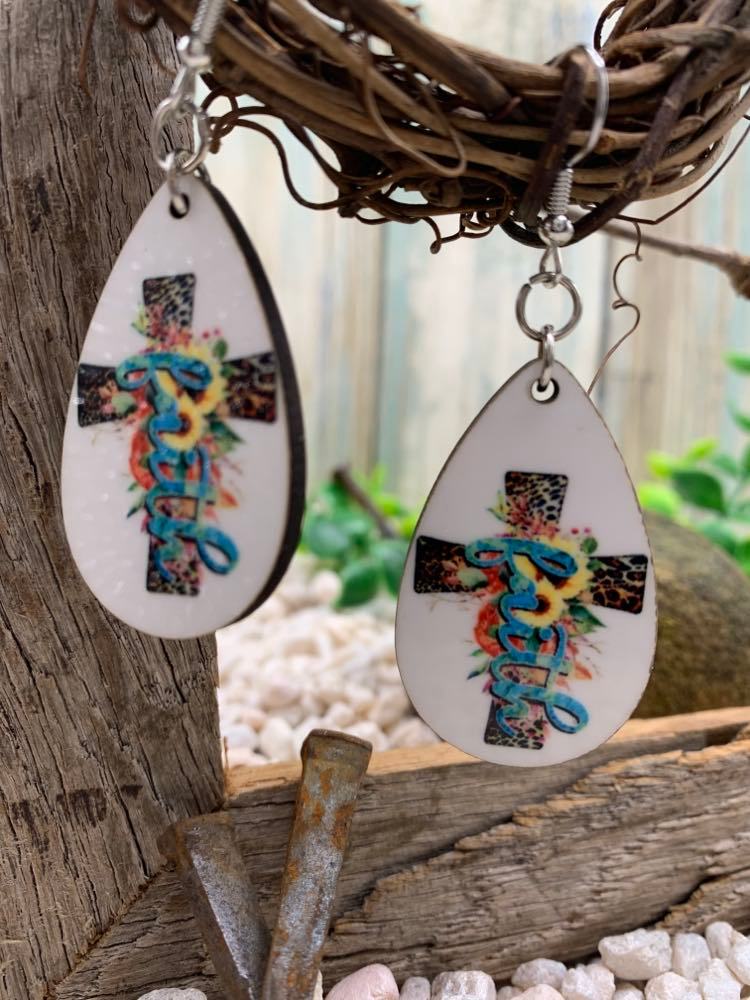 Cross Easter Earrings Jewelry, Faith and Flower Earrings