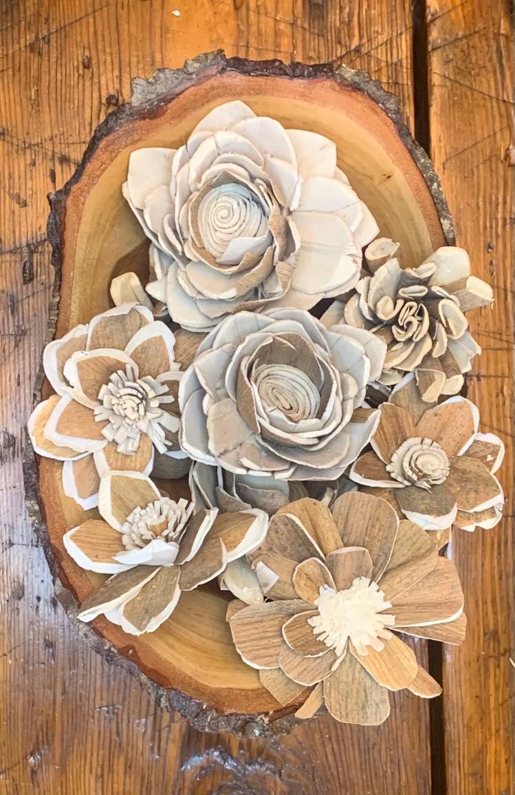 Rustic Bark Assortment Wood Flowers made from Sola Wood for Weddings, Mother's Day, Birthday, Graduation, and Home Decor