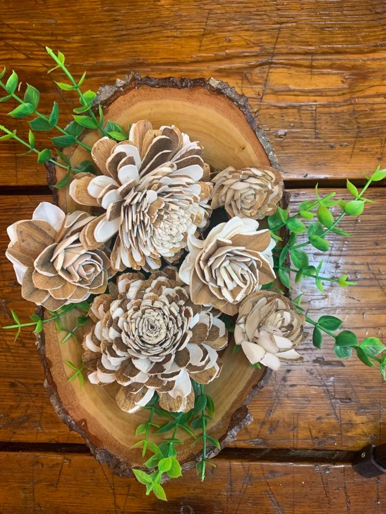 Fancy  Wood Flowers with Bark made from Sola Wood for Weddings, Mother's Day, Birthday, Graduation, and Home Decor