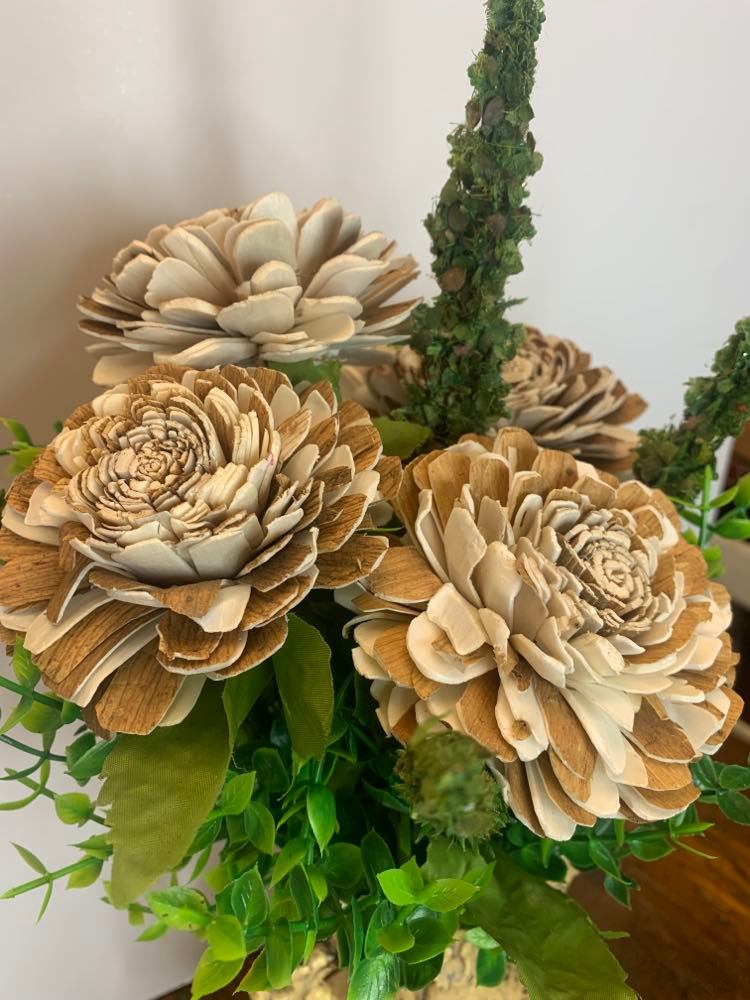 Fancy  Wood Flowers with Bark made from Sola Wood for Weddings, Mother's Day, Birthday, Graduation, and Home Decor