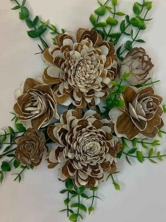 Fancy  Wood Flowers with Bark made from Sola Wood for Weddings, Mother's Day, Birthday, Graduation, and Home Decor