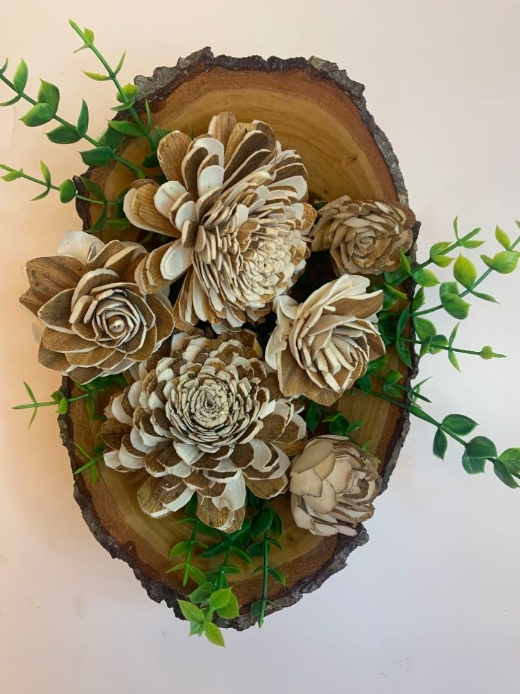 Fancy  Wood Flowers with Bark made from Sola Wood for Weddings, Mother's Day, Birthday, Graduation, and Home Decor