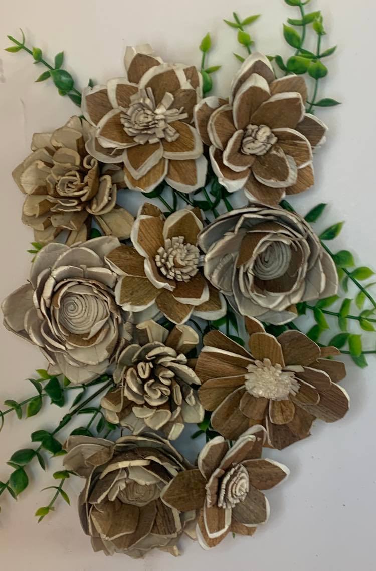 Rustic Bark Assortment Wood Flowers made from Sola Wood for Weddings, Mother's Day, Birthday, Graduation, and Home Decor