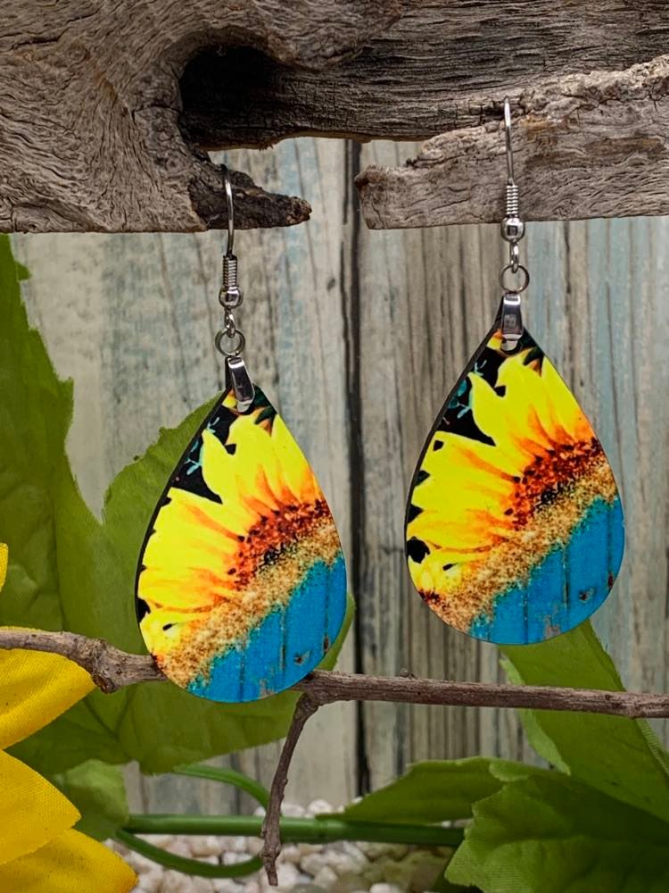 Fun in the Sun Earrings, Sunflower Jewelry, Leopard Earrings