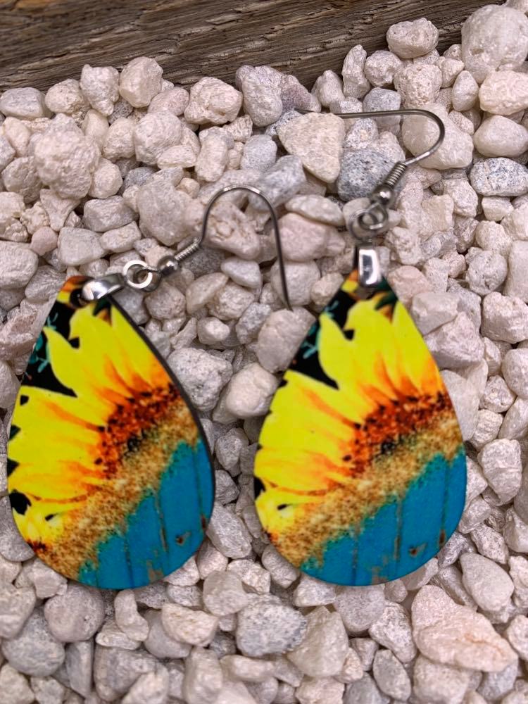 Fun in the Sun Earrings, Sunflower Jewelry, Leopard Earrings